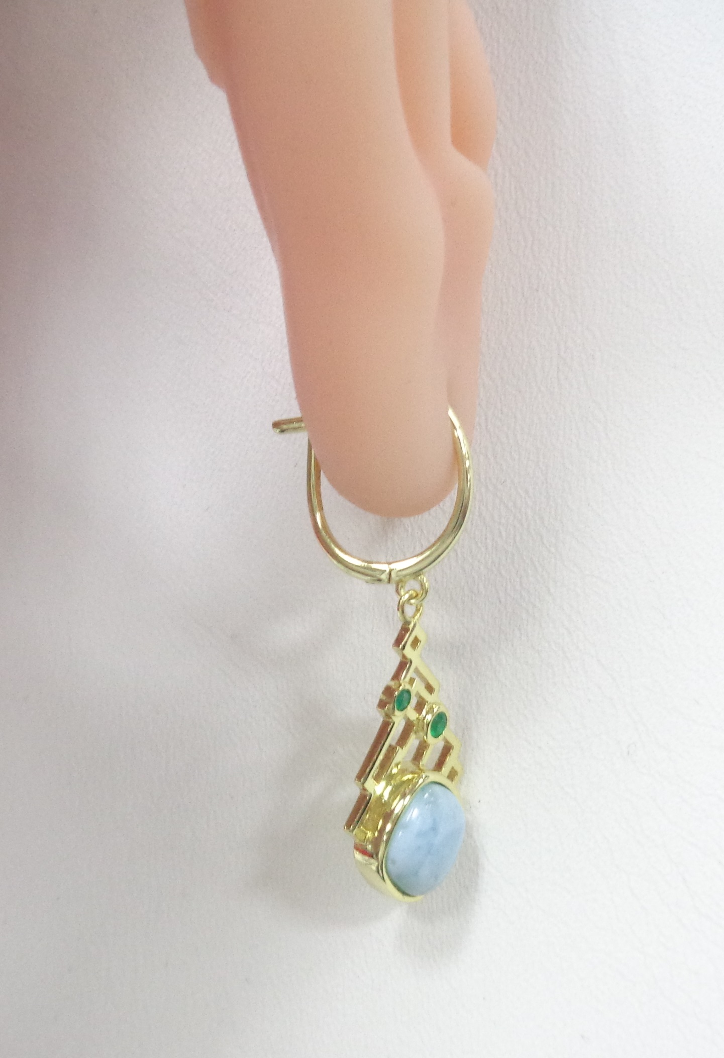 Серебряные серьги с ларимарами и агатами